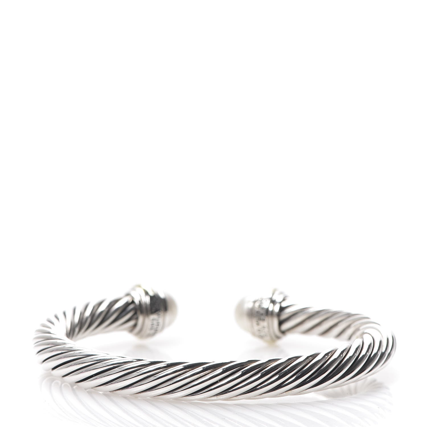 David Yurman Sterling Silver 14K Yellow Gold Pearl 7mm Cable Classics Bracelet 2 of 4