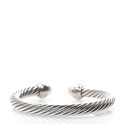 David Yurman Sterling Silver 14K Yellow Gold Pearl 7mm Cable Classics Bracelet 2 of 4