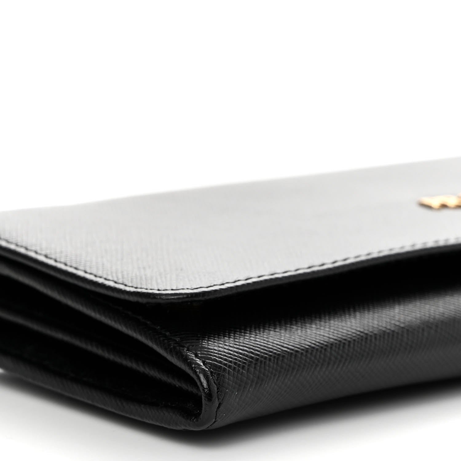 Prada Saffiano Metal Oro Chain Wallet Black 9 of 10