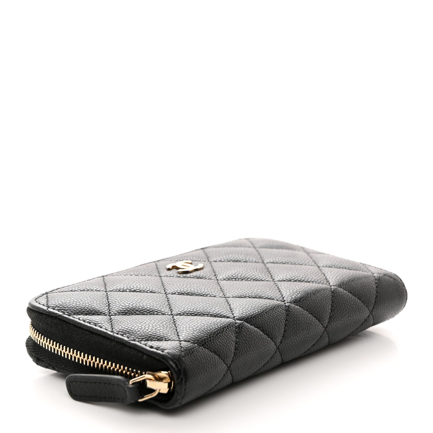 Caviar Quilted Medium Zip Around Wallet Black