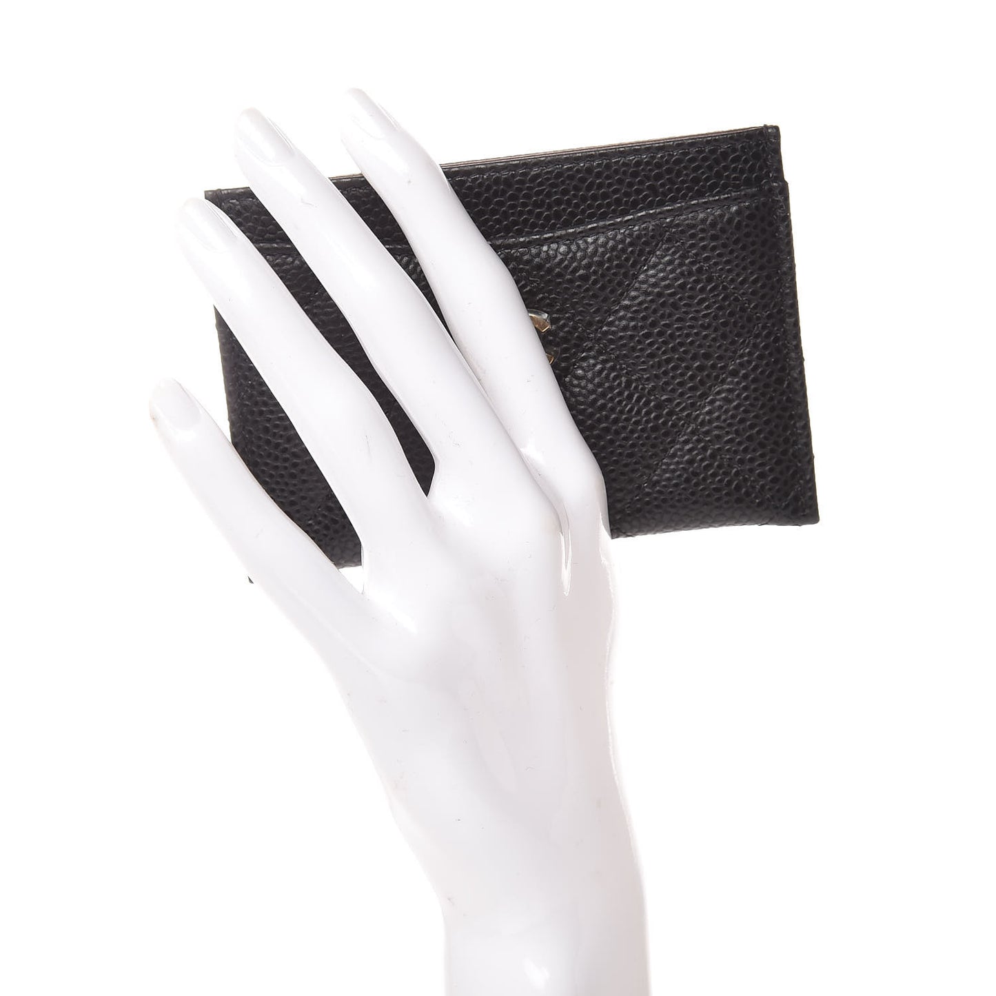 Caviar Quilted Card Holder Black
