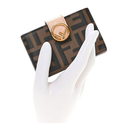Fendi Vitello Cruise F is Fendi Bi-Color FF 1974 Embossed Gusseted Card Holder Maya Black Peonia 2 of 7