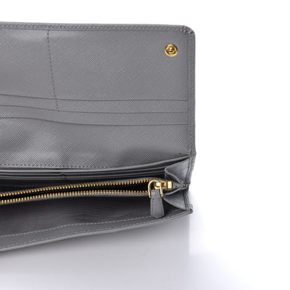 Prada Saffiano Metal Continental Flap Wallet Granito 5 of 8