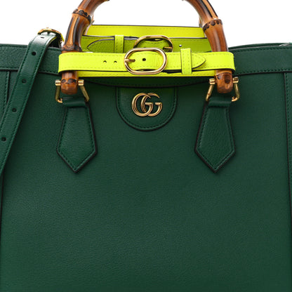 Gucci Wonka Grain Calfskin Small Diana Tote Bag Green Yellow Fluo 8 of 10