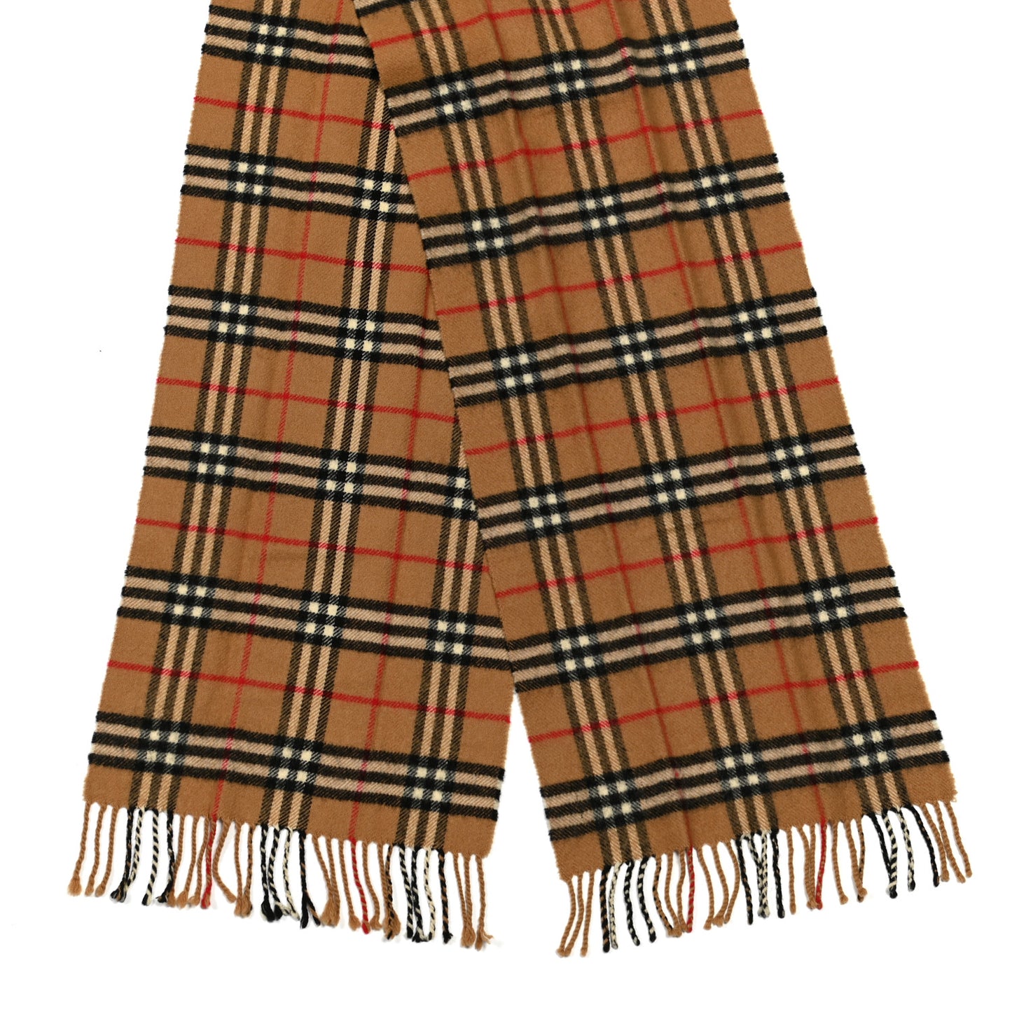 Wool Silk House Check Lightweight Scarf Camel