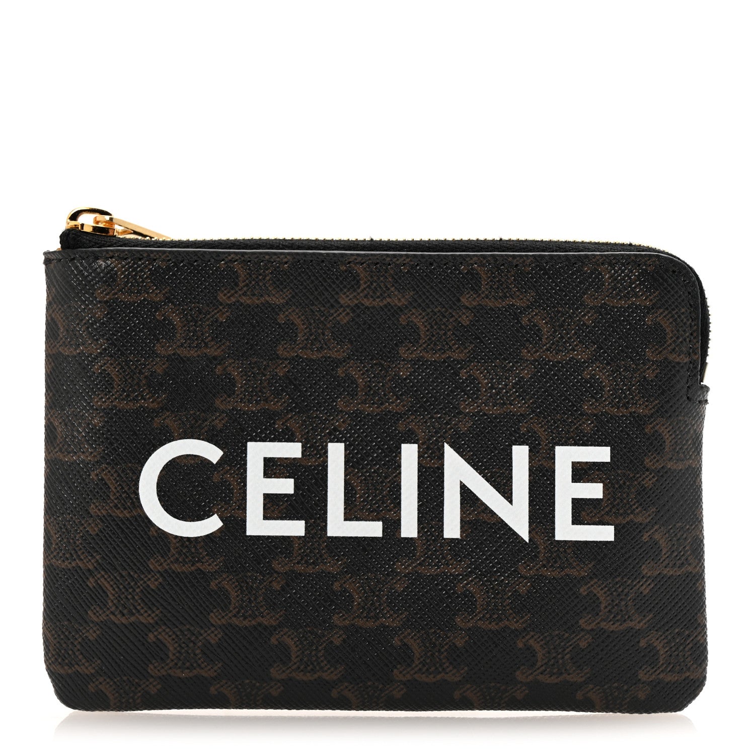 Celine Triomphe Canvas Logo Coin and Card Pouch With Hook Black 5 of 10