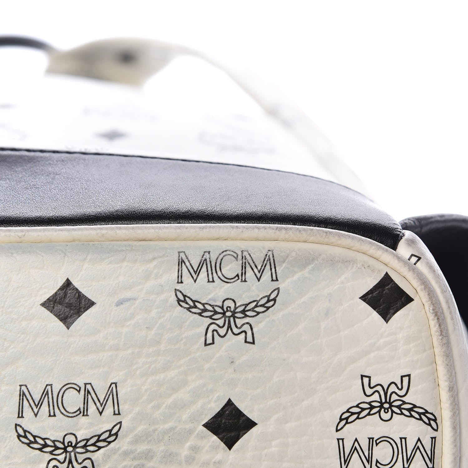 MCM Visetos Studded Medium Dual Stark Backpack White 25 of 32
