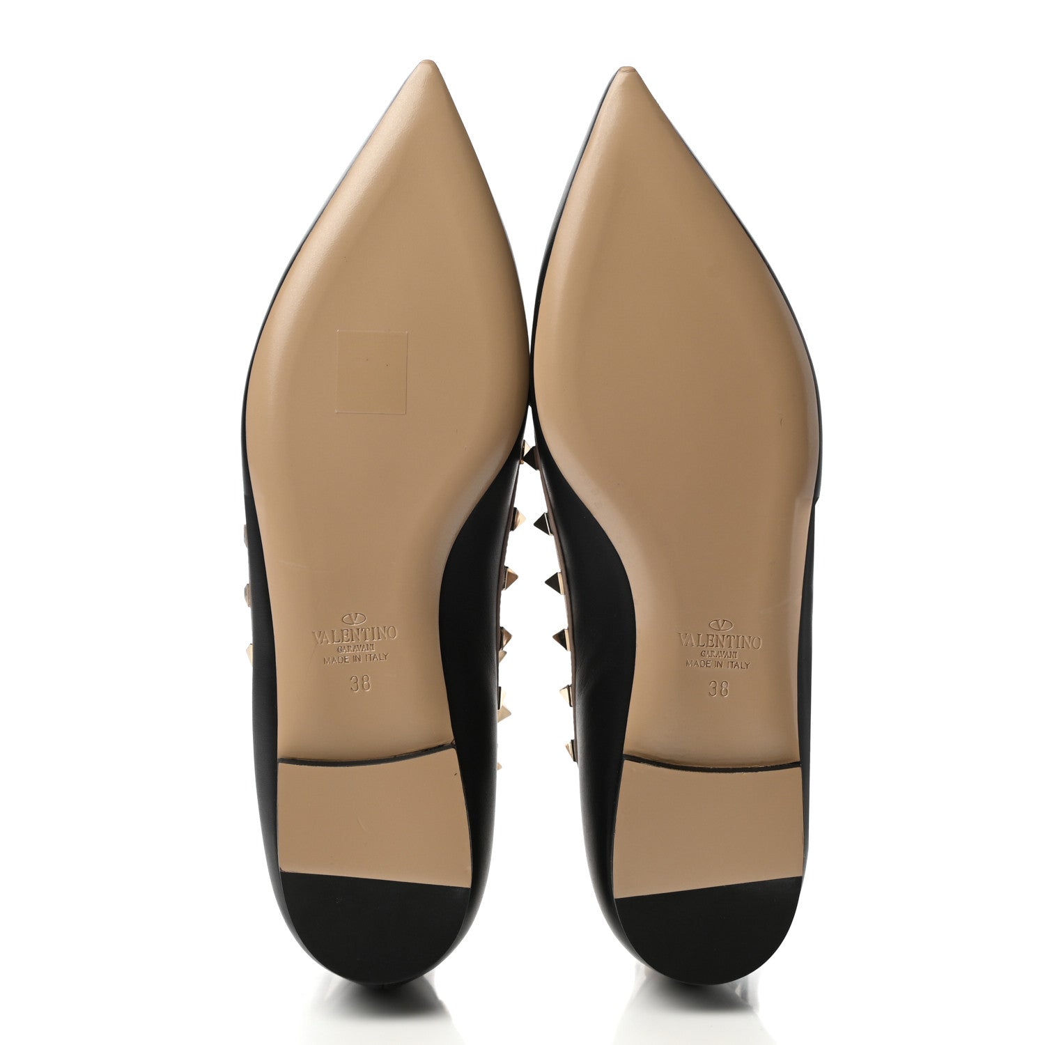 Valentino Garavani Calfskin Nappa Rockstud Cage Ballerina Flats 38 Black Poudre 5 of 8