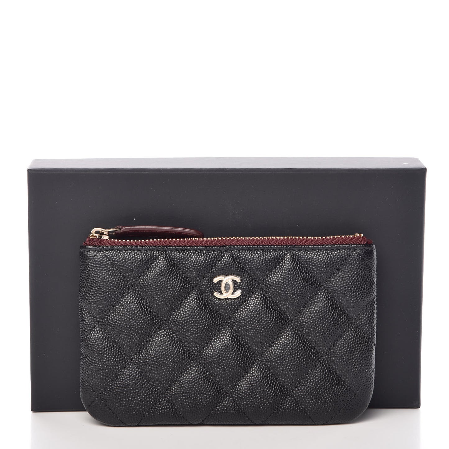 Caviar Quilted Small Cosmetic Case Black