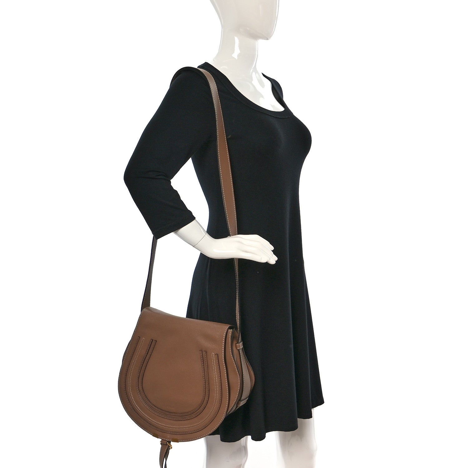 Chloe Calfskin Medium Marcie Round Crossbody Bag Nut 2 of 12