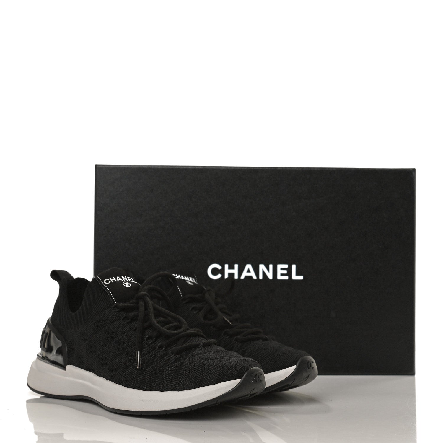 Chanel Fabric Logo Sneakers 35.5 Black 10 of 10