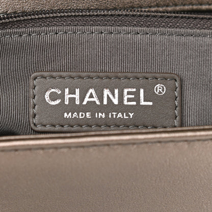 Chanel Metallic Lambskin Perforated New Medium Boy Flap Dark Silver 6 of 9