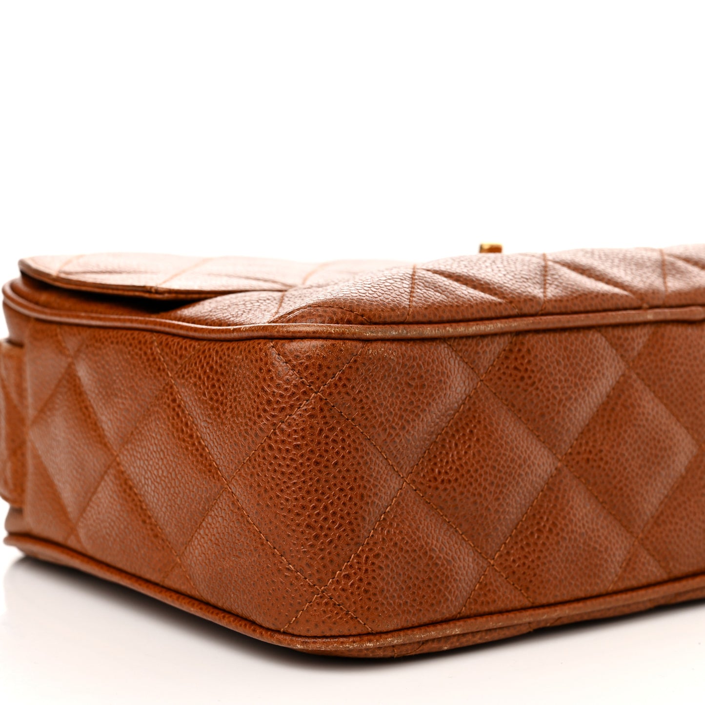 Caviar Quilted Flap Camera Case Brown