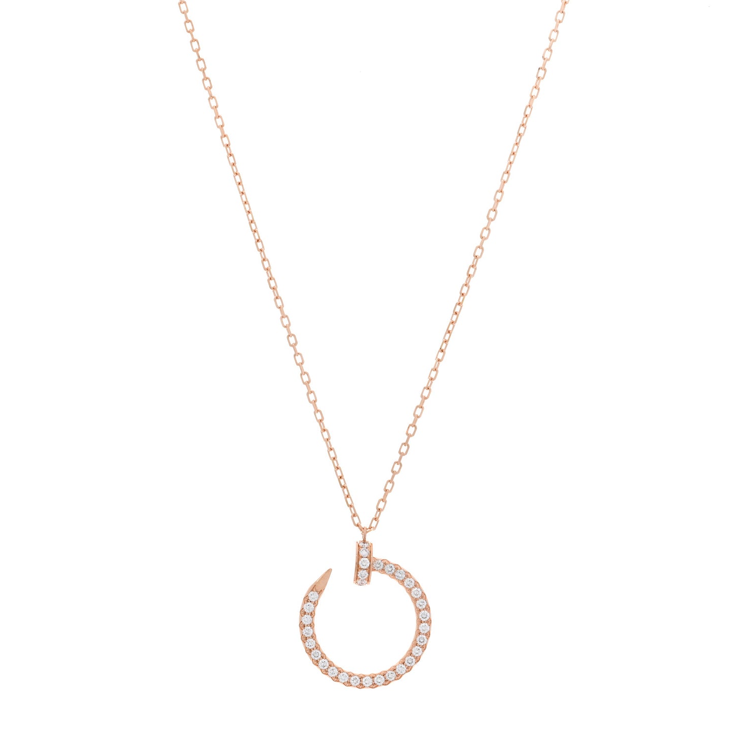 18K Pink Gold Diamond Juste Un Clou Paved Pendant Necklace