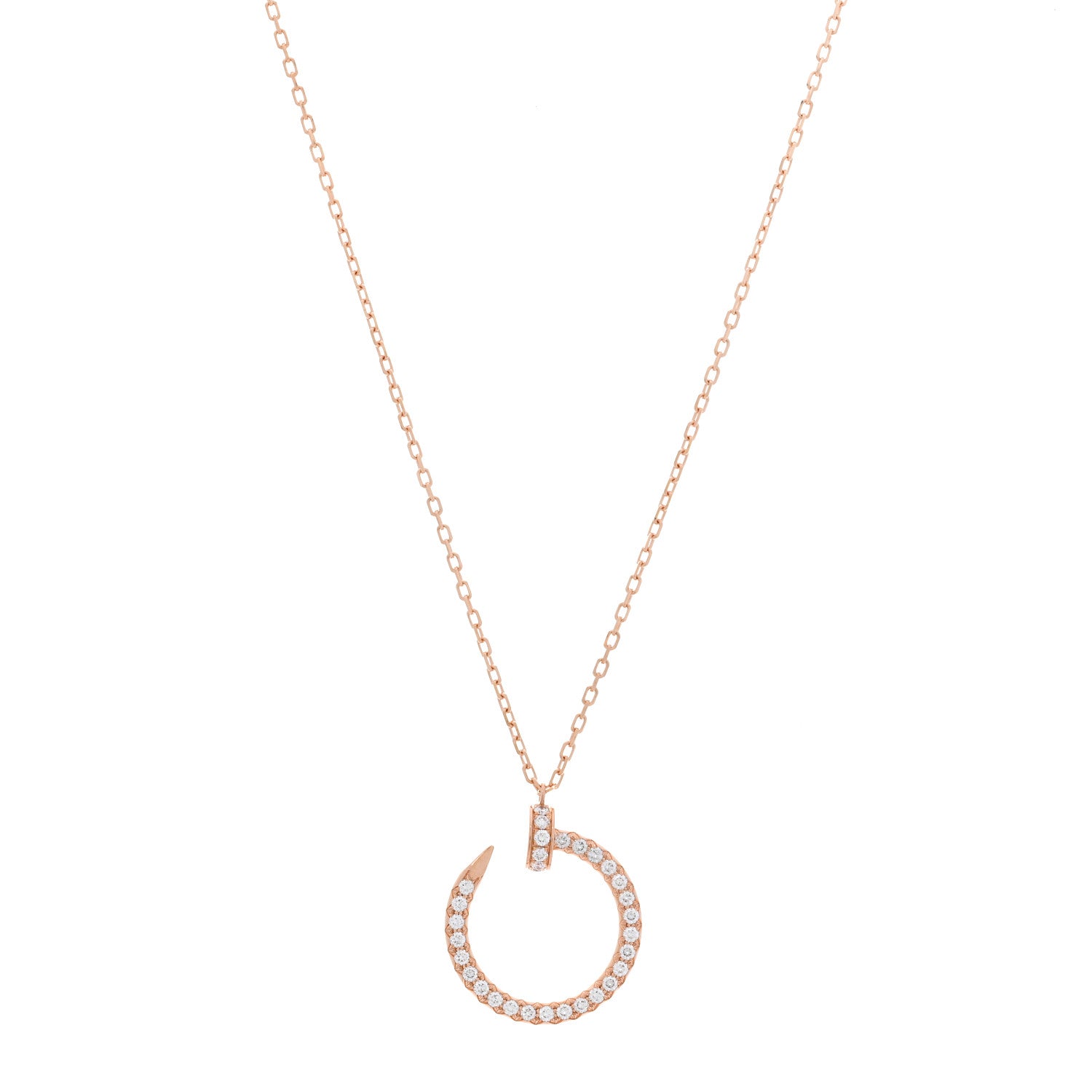 Cartier 18K Pink Gold Diamond Juste Un Clou Paved Pendant Necklace 1 of 6