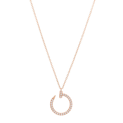 Cartier 18K Pink Gold Diamond Juste Un Clou Paved Pendant Necklace 1 of 6