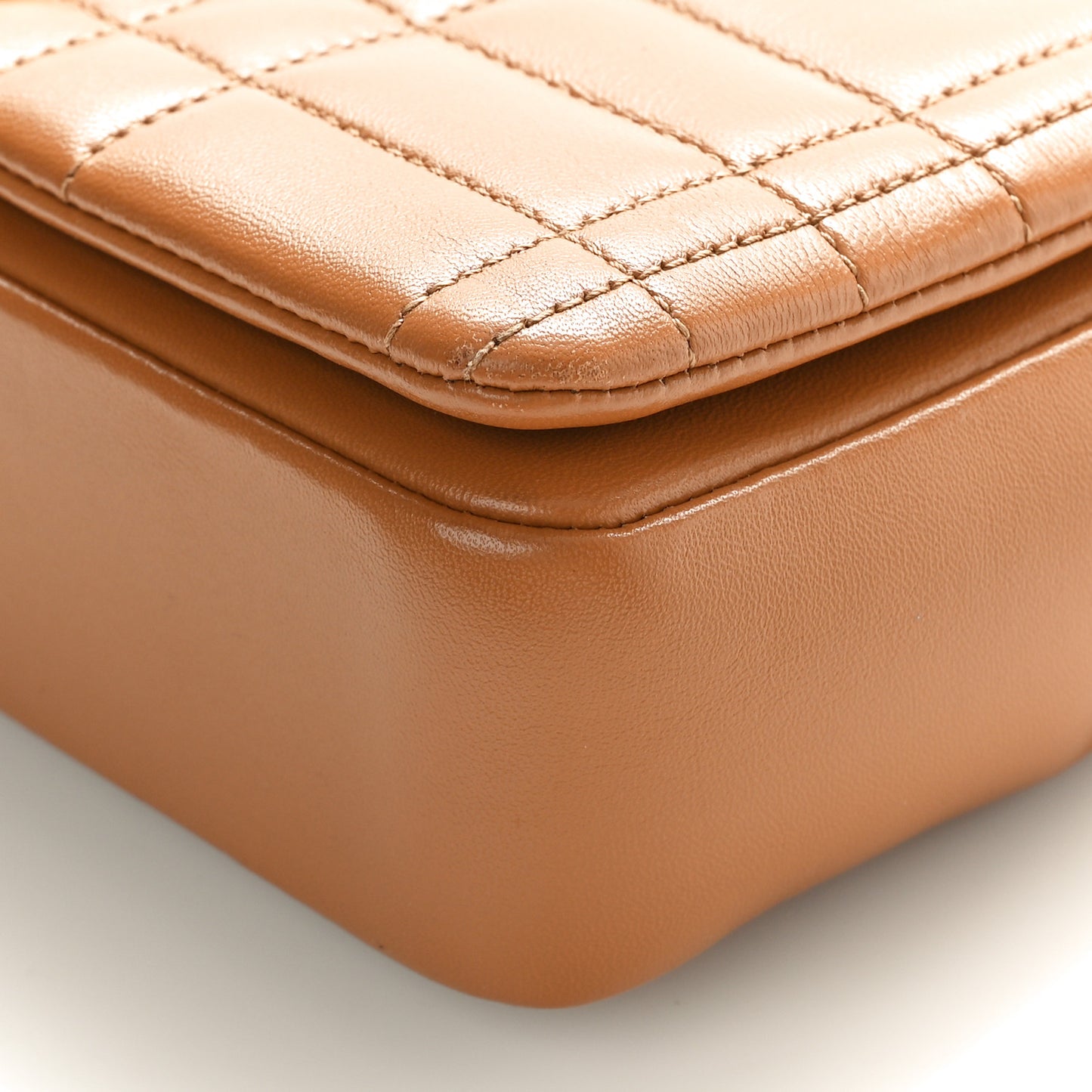 Lambskin Quilted Small Lola Bag Maple Brown