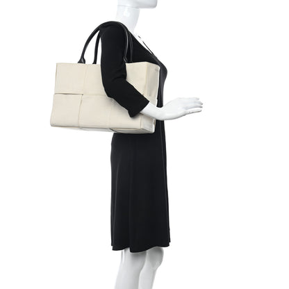 Bottega Veneta Canvas Maxi Intrecciato Medium Arco Tote Beige Black 2 of 10