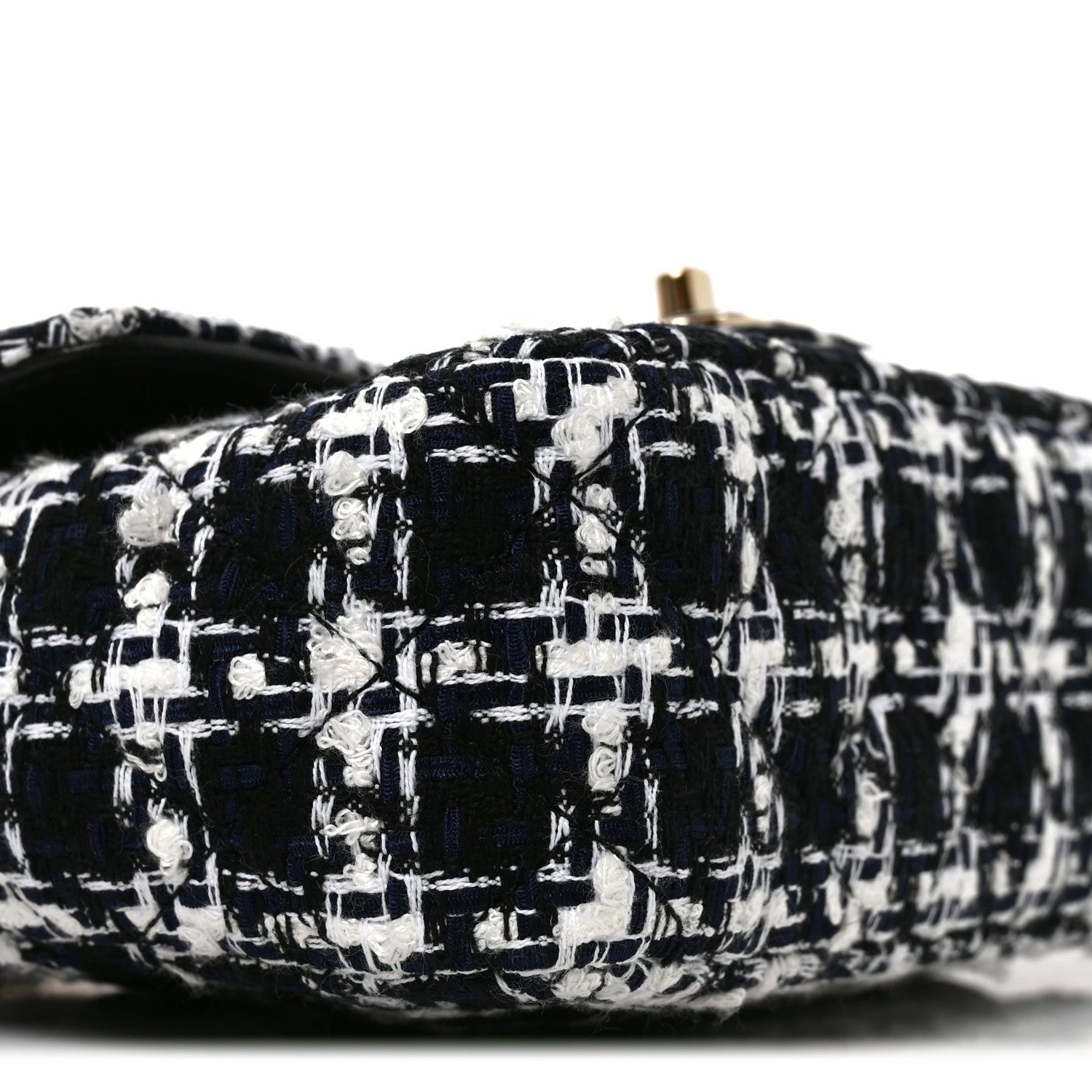 Chanel Tweed Resin Quilted Mini Heart Square Flap Navy White Black 9 of 11