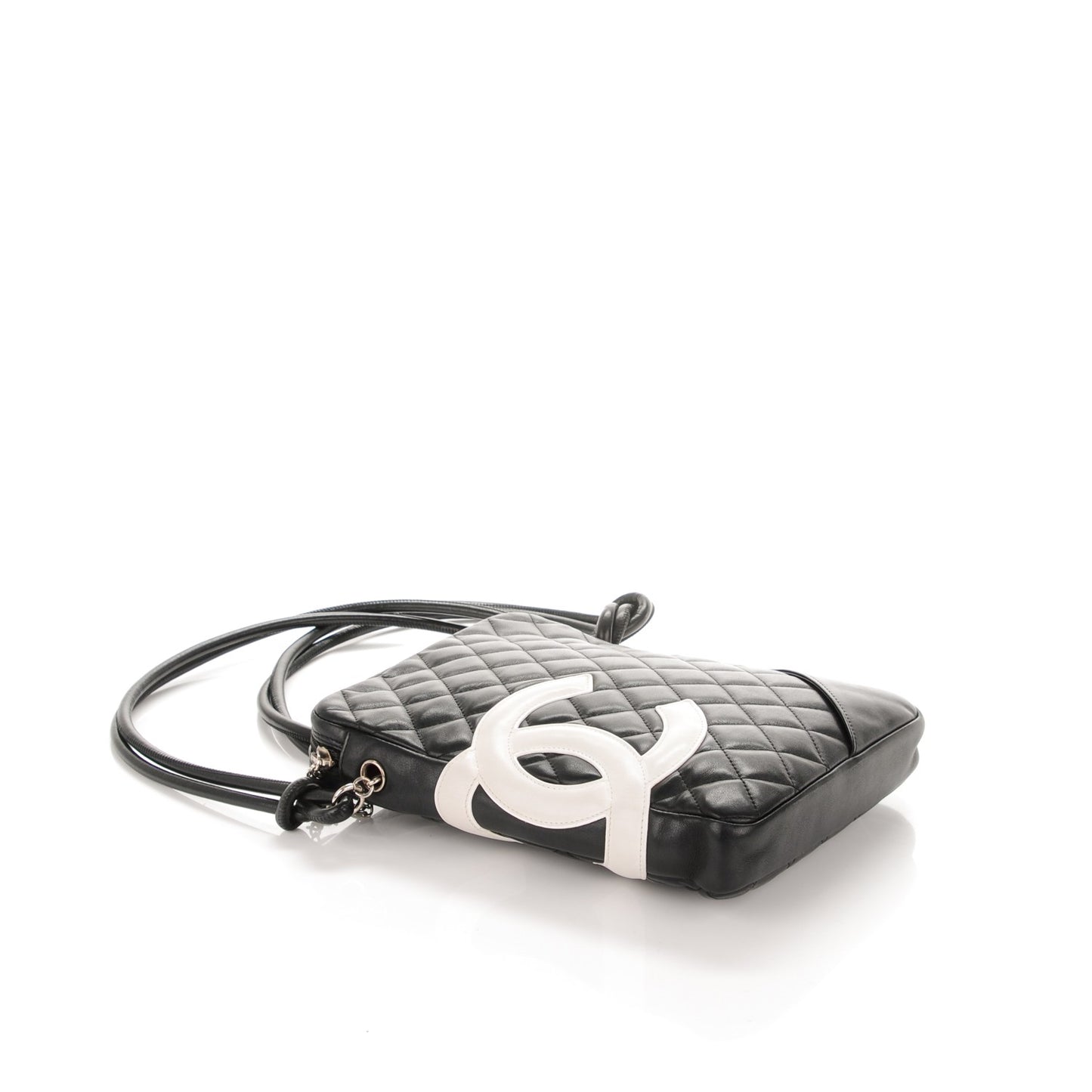Calfskin Cambon Medium Messenger Black White