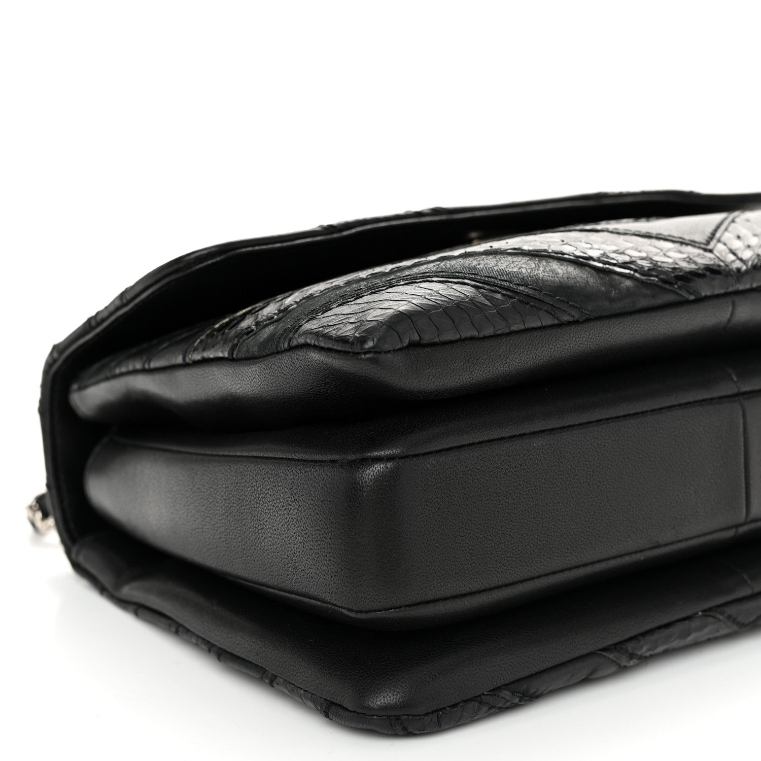 Chanel Calfskin Sheepskin Watersnake Chevron Quilted CC Small Trendy CC Dual Handle Flap Bag Black 21 of 28