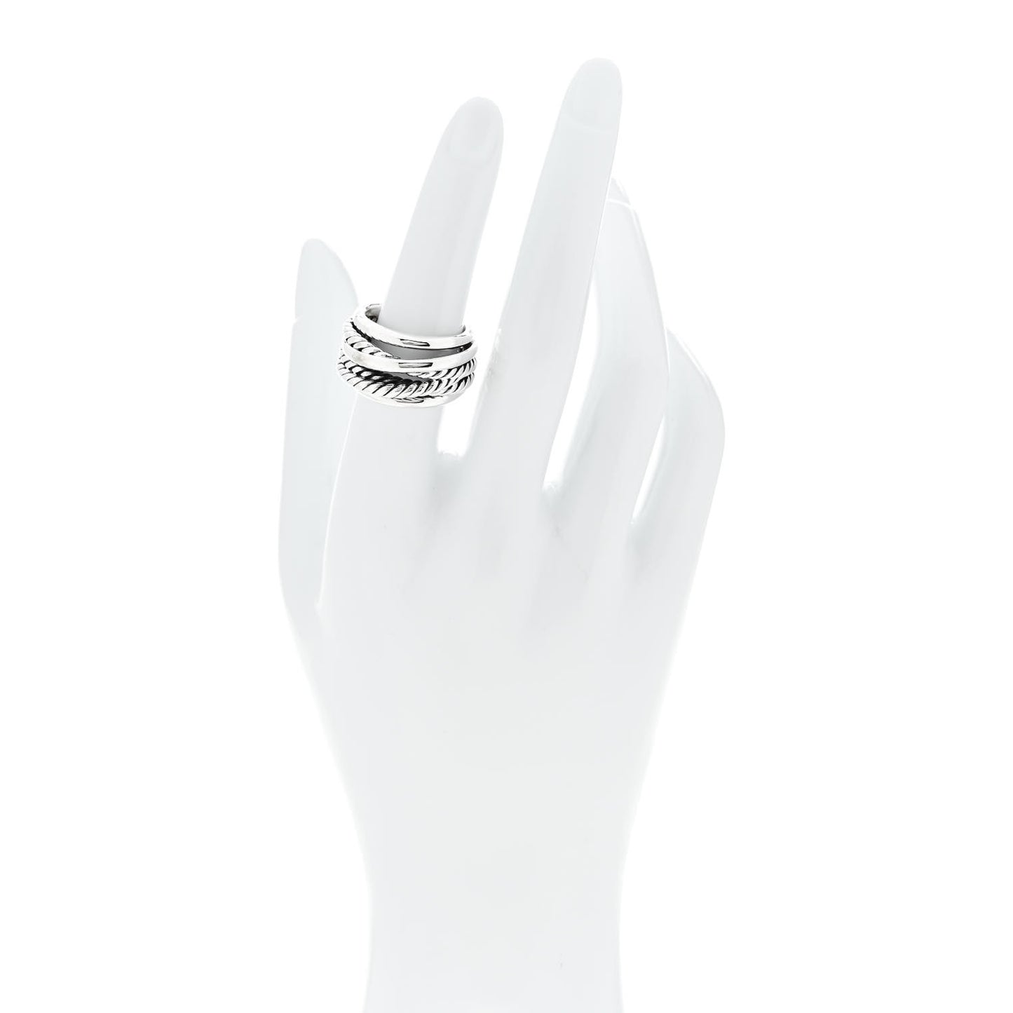 Sterling Silver 14mm Wide Crossover Cable Ring 54 7