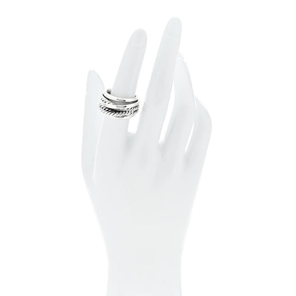 David Yurman Sterling Silver 14mm Wide Crossover Cable Ring 54 7 2 of 4