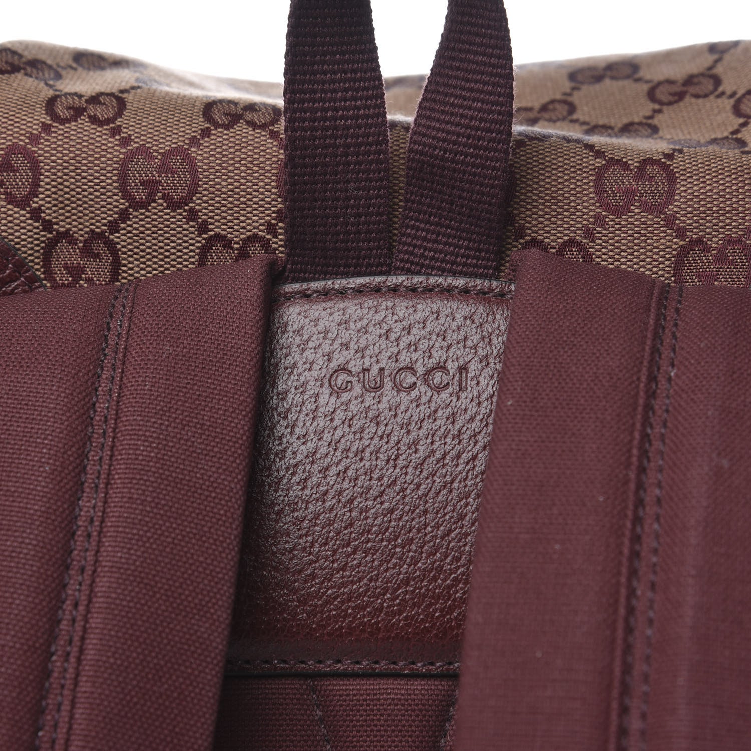 Gucci GG Monogram Script Logo Large Double Pocket Backpack Sahara Rubino Bordeaux 7 of 10