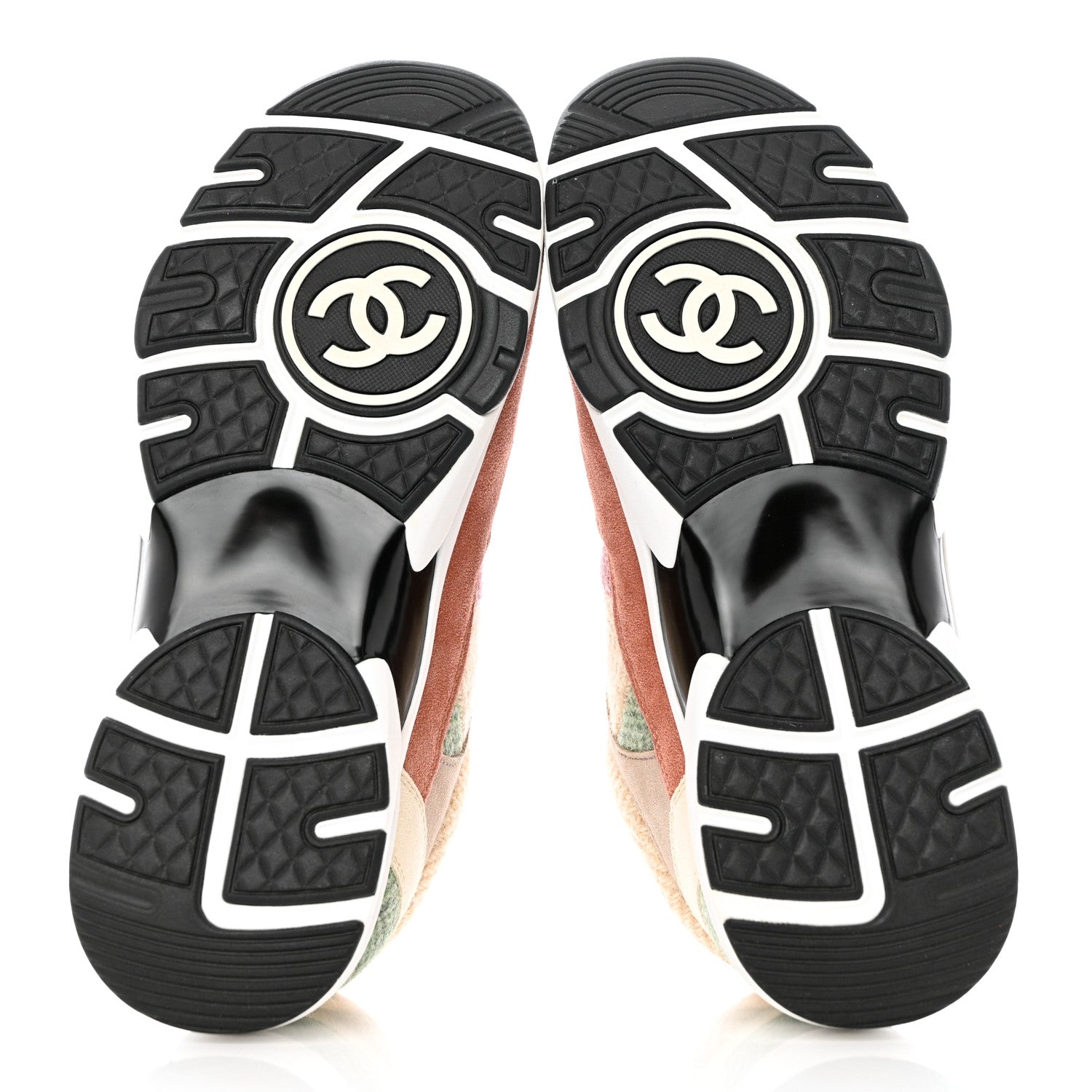 Chanel Fabric Suede Calfskin CC Sneakers 41 Pink Beige Multicolor 5 of 8