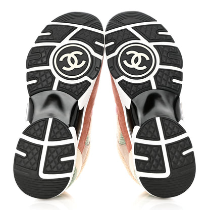 Chanel Fabric Suede Calfskin CC Sneakers 41 Pink Beige Multicolor 5 of 8