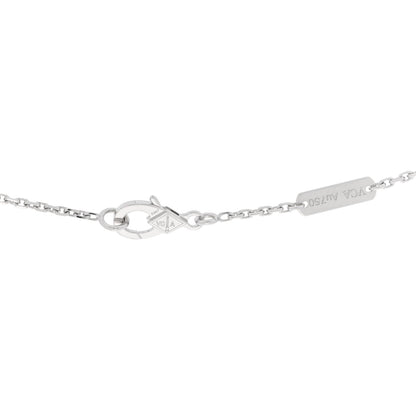 Van Cleef & Arpels 18K White Gold Diamond Guilloche Vintage Alhambra Pendant Necklace 3 of 4