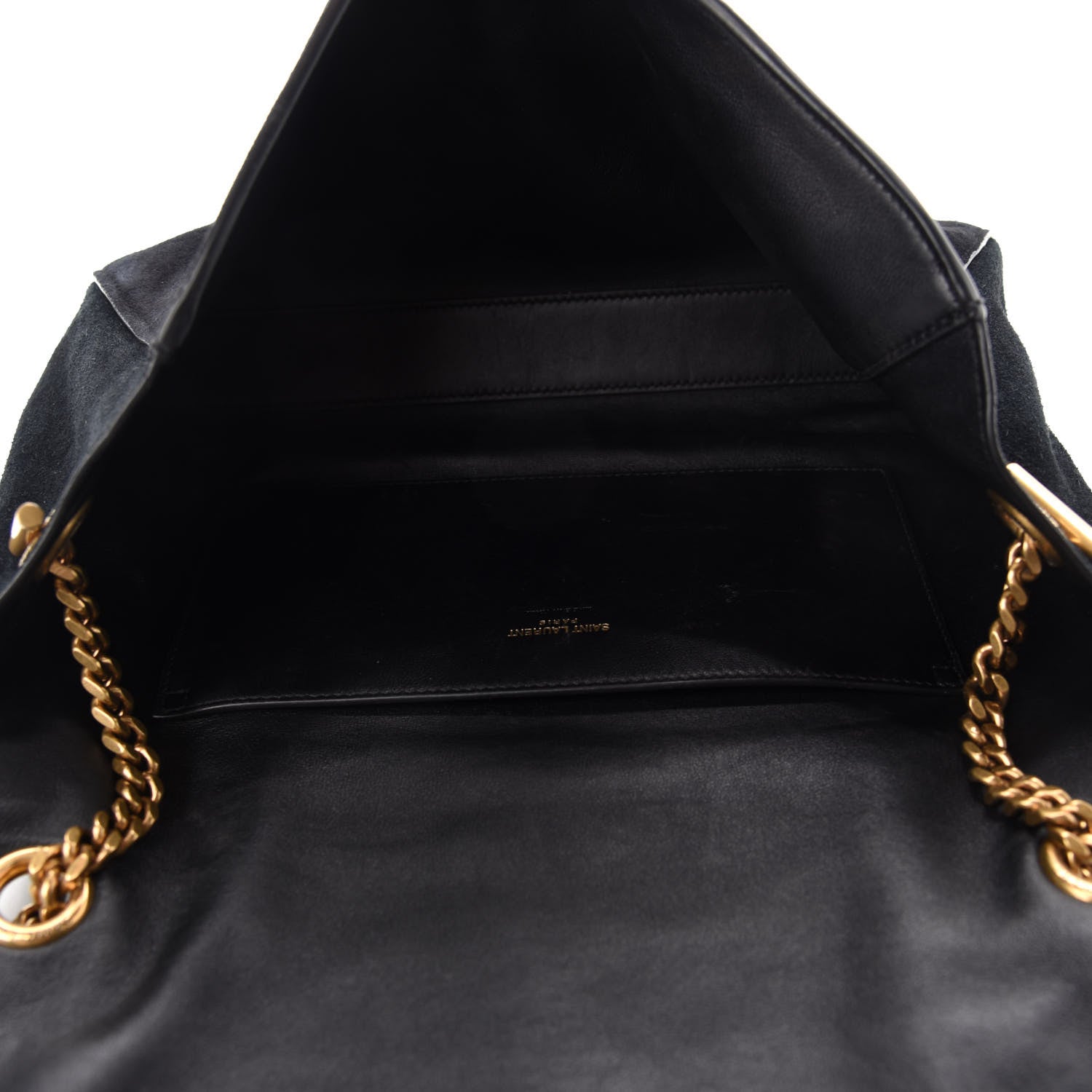 Saint Laurent Smooth Calfskin Suede Medium Reversible Monogram Kate Satchel Black 5 of 10