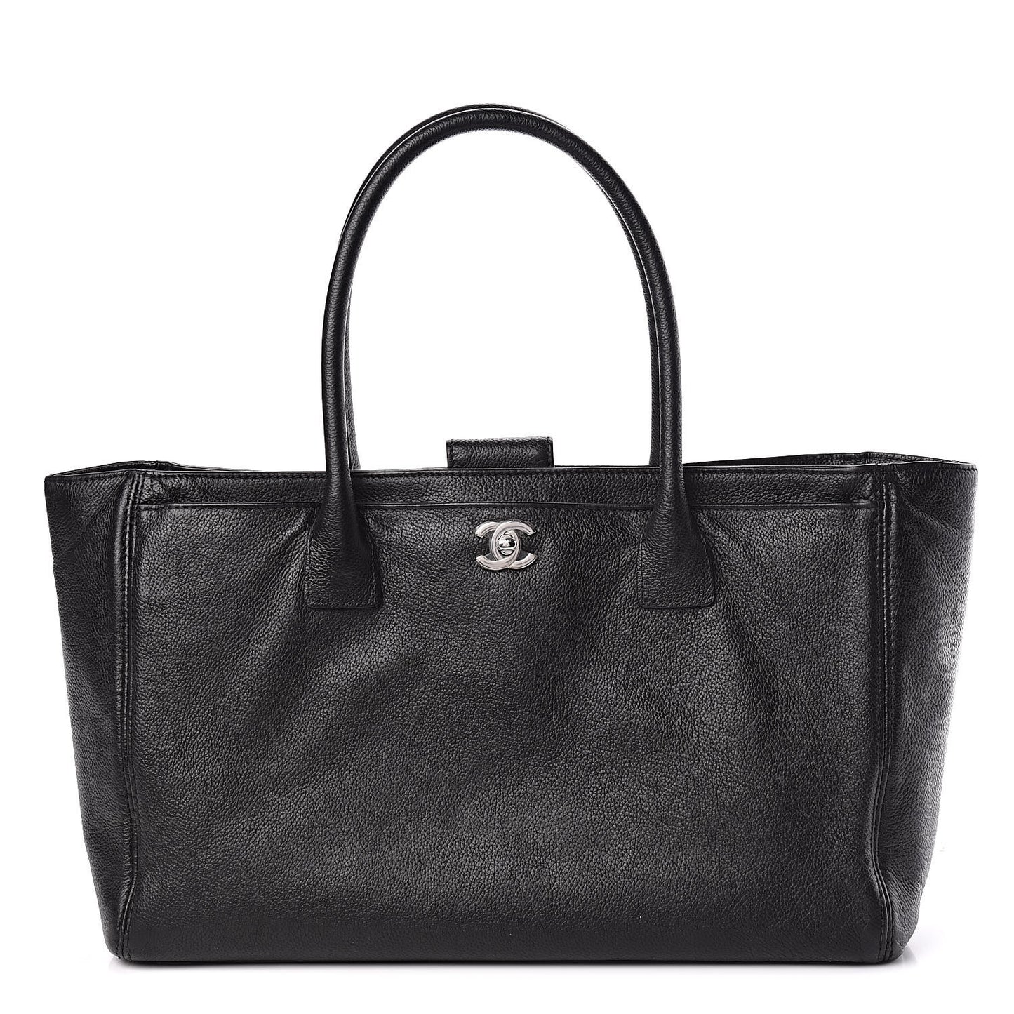 Calfskin Cerf Executive Shopper Tote Black