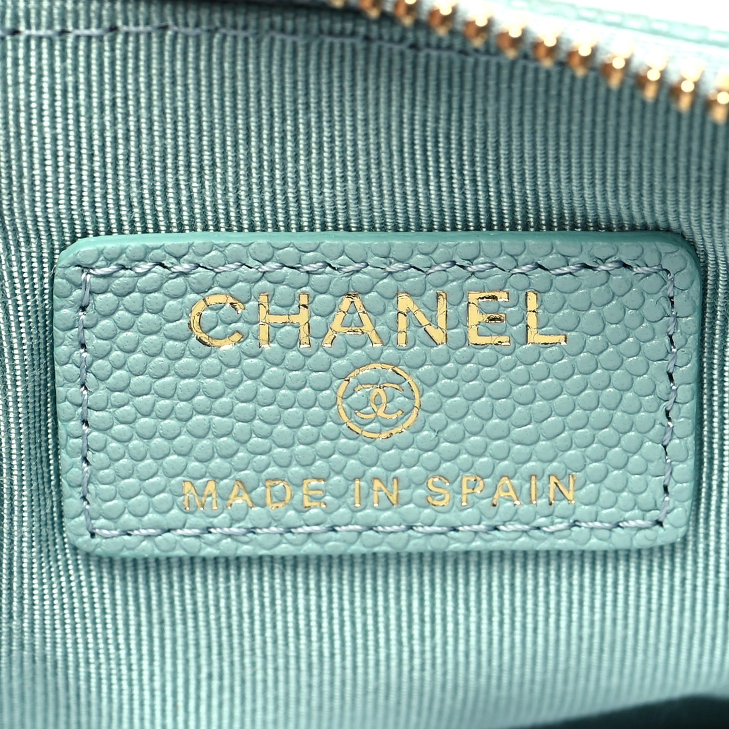 Caviar Quilted Small Cosmetic Case Light Blue