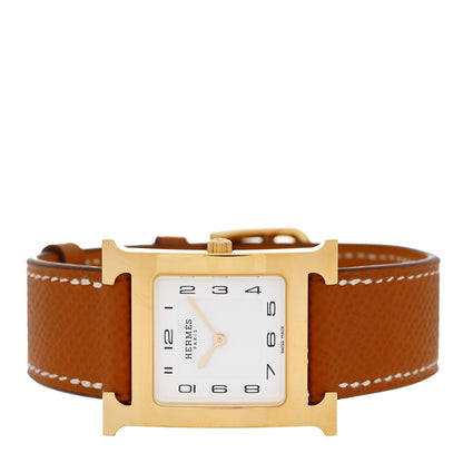 Hermes Stainless Steel Epsom 26mm Heure H Hour Quartz Watch Gold 2 of 5