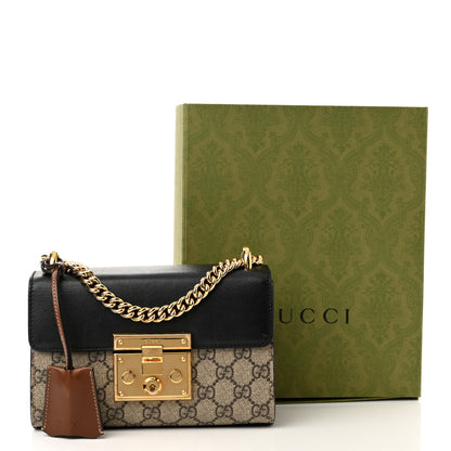Gucci GG Supreme Monogram Calfskin Small Padlock Shoulder Bag Beige Black Cuir 11 of 11