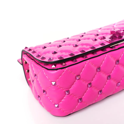 Valentino Garavani Calfskin Lacquer Monochrome Small Rockstud Spike Shoulder Bag Pink PP 7 of 8