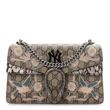 Gucci X MLB GG Supreme Monogram Snakeskin NY Yankees Patch Embroidered Small Dionysus Shoulder Bag 1 of 10