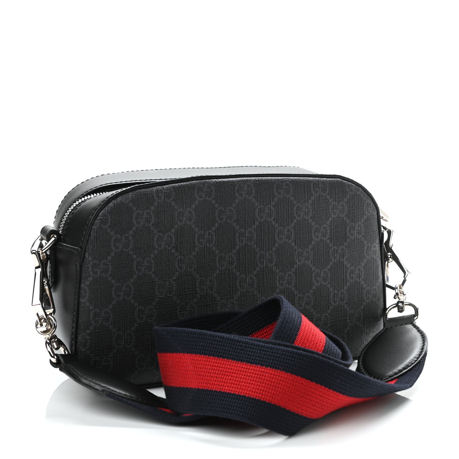 Gucci GG Supreme Monogram Web Shoulder Bag Black Grey 3 of 10