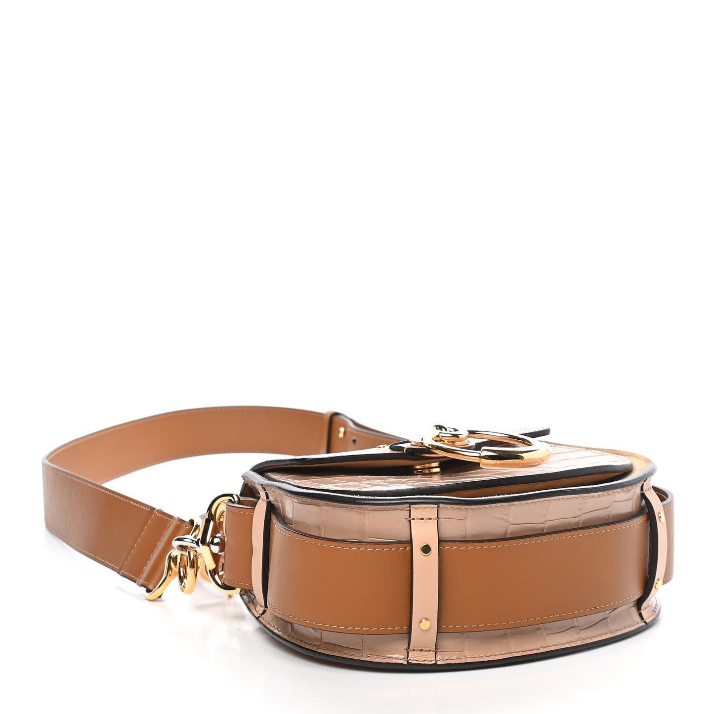 Calfskin Crocodile Embossed Small Tess Bag Nut