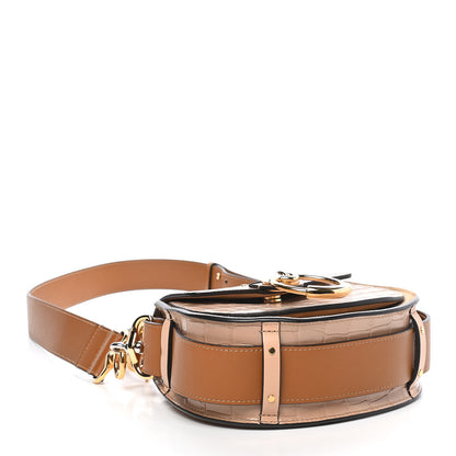 Chloe Calfskin Crocodile Embossed Small Tess Bag Nut 4 of 11