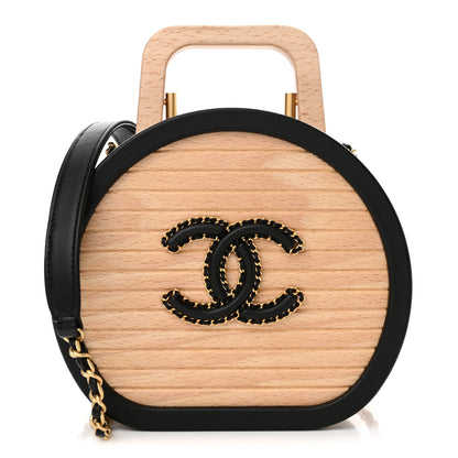 Chanel Beech Wood Lambskin Round CC Vanity Case Black 1 of 12