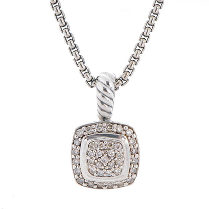David Yurman Sterling Silver Diamond Pave 7mm Petite Albion Pendant Necklace 3 of 6