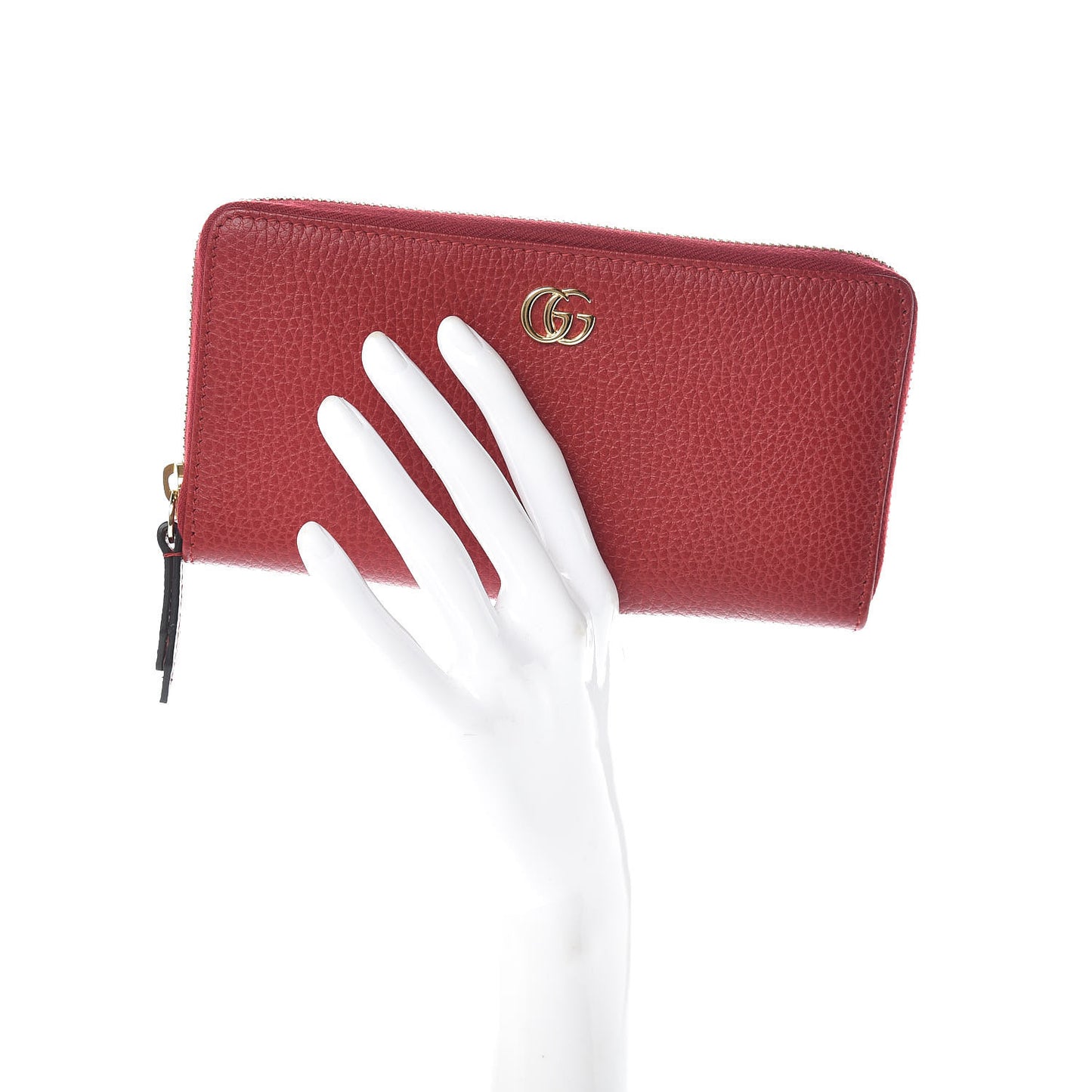 Dollar Calfskin GG Marmont Zip Around Wallet Hibiscus Red
