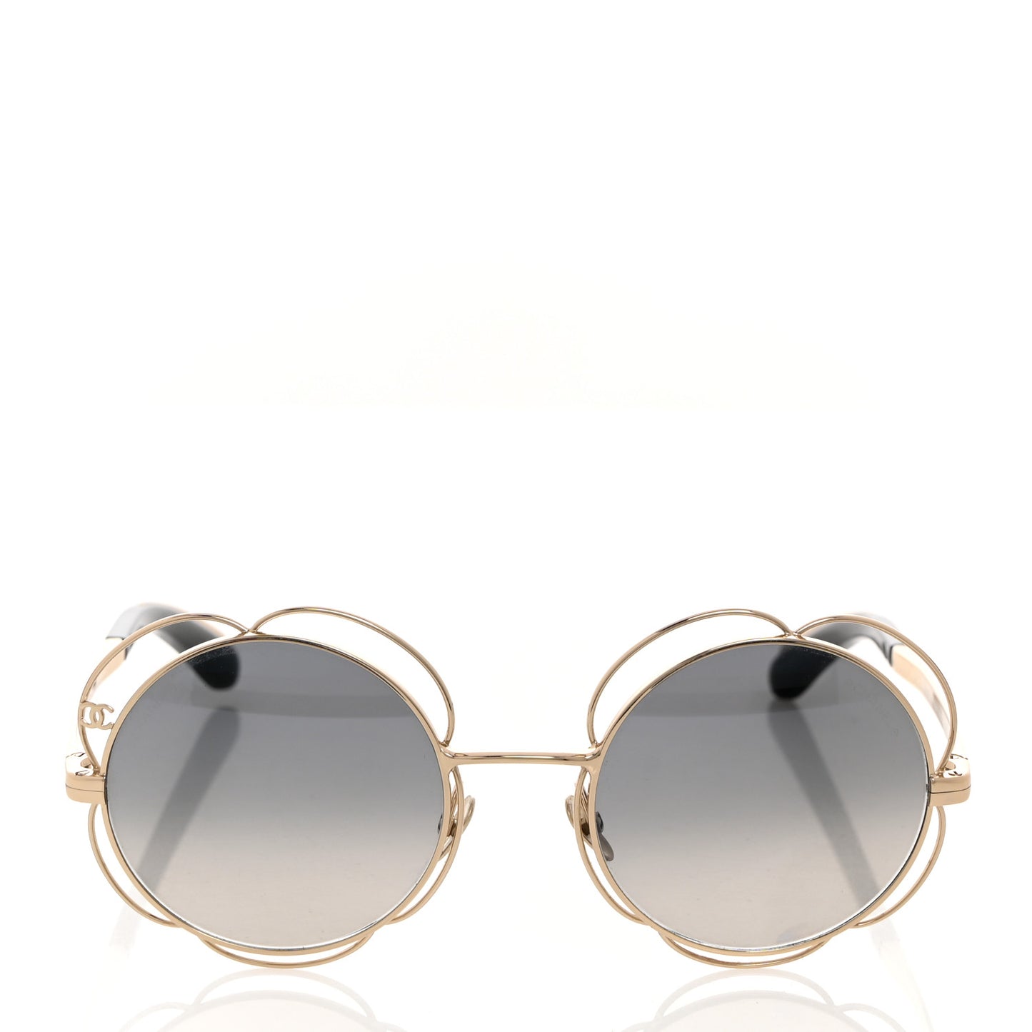 Metal Round Camellia Sunglasses 71573 Gold