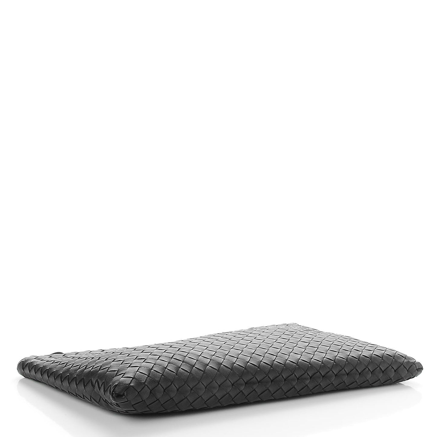 Nappa Intrecciato Large Flat Zip Biletto Pouch Nero Black