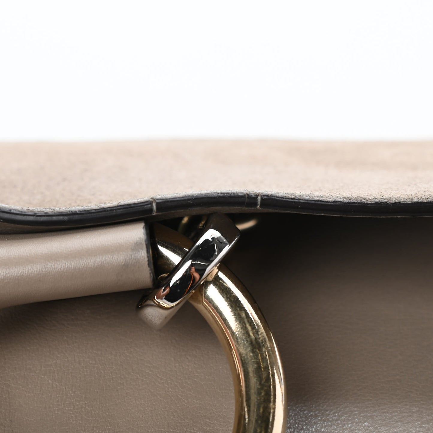 Suede Calfskin Small Faye Shoulder Bag Motty Grey