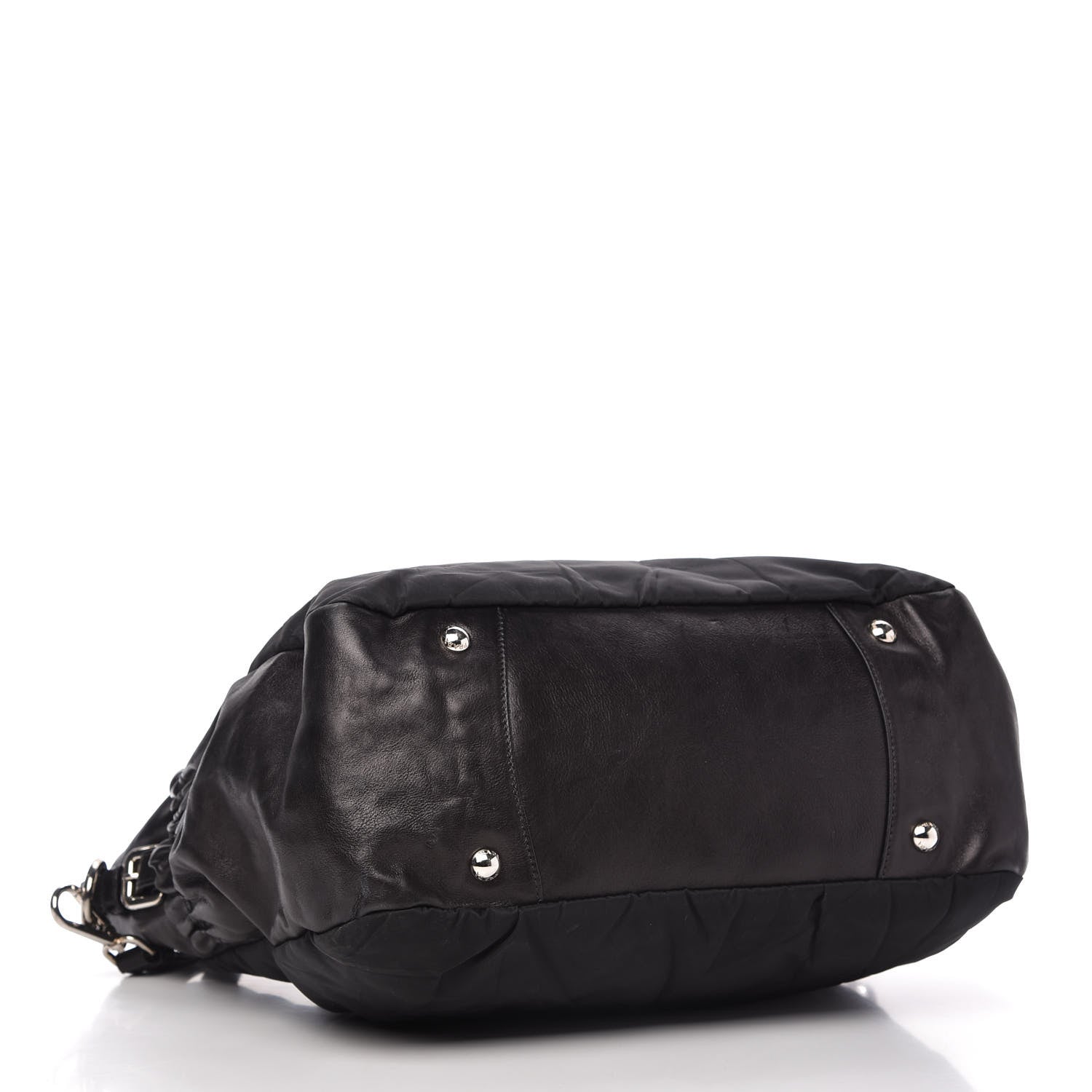 Prada Tessuto Nylon Soft Calfskin Tote Black 4 of 11