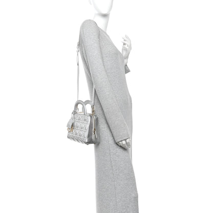 Christian Dior Metallic Lambskin Cannage Lily Tote Silver 2 of 9