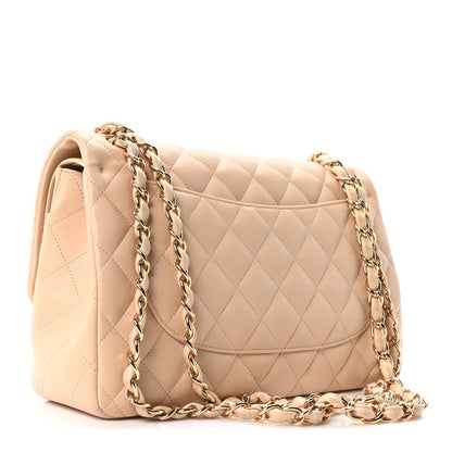 Chanel Lambskin Quilted Jumbo Double Flap Beige 3 of 10